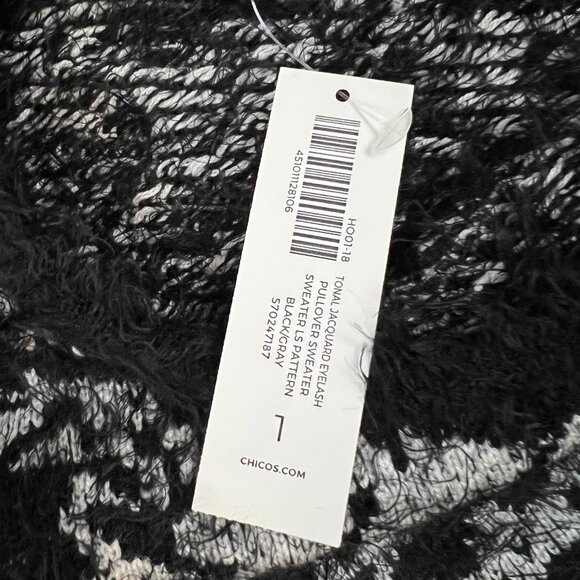 NEW Chicos Eyelash-Trim Jacquard Pullover Sweater Sz 1 (8) - Picture 10 of 16